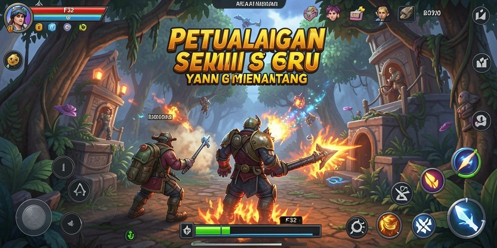 Screenshot F32 menampilkan gameplay yang penuh aksi dan petualangan menantang.