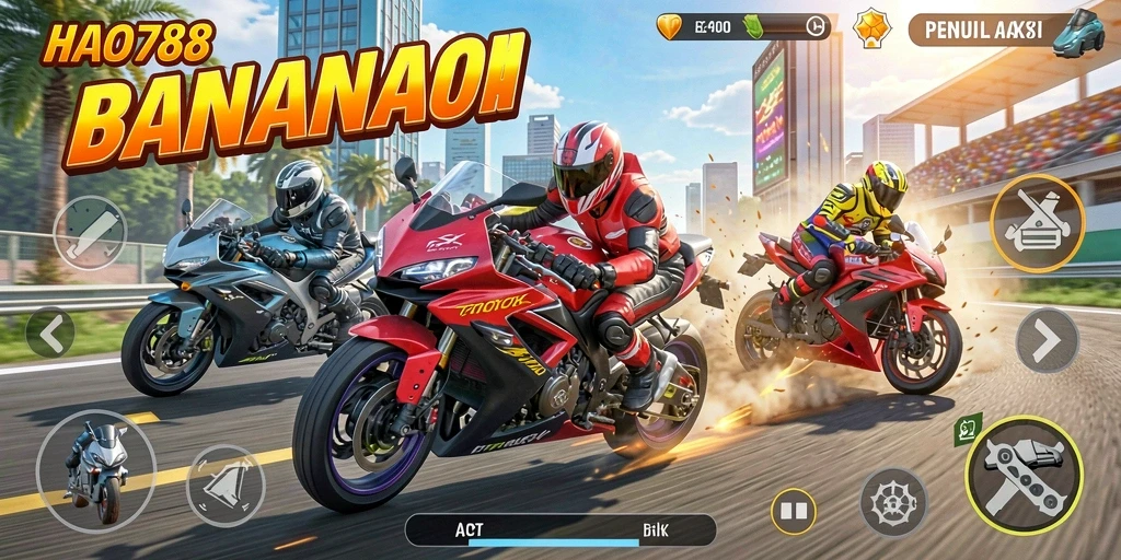 Gameplay HAO788 yang penuh aksi saat balapan motor.