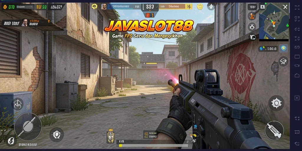 Screenshot gameplay JAVASLOT88 yang menampilkan aksi FPS seru.