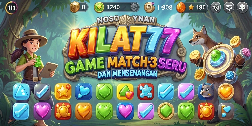 Screenshot KILAT77 menampilkan momen gameplay Match-3 yang seru.