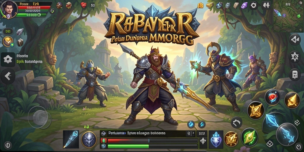Tampilan gameplay epik dalam dunia MMORPG RPRR yang kaya akan petualangan.